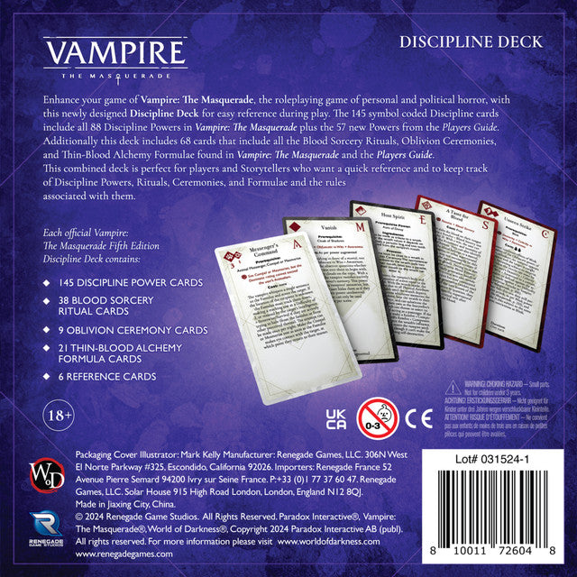 Vampire: The Masquerade - Discipline Deck - Bards & Cards