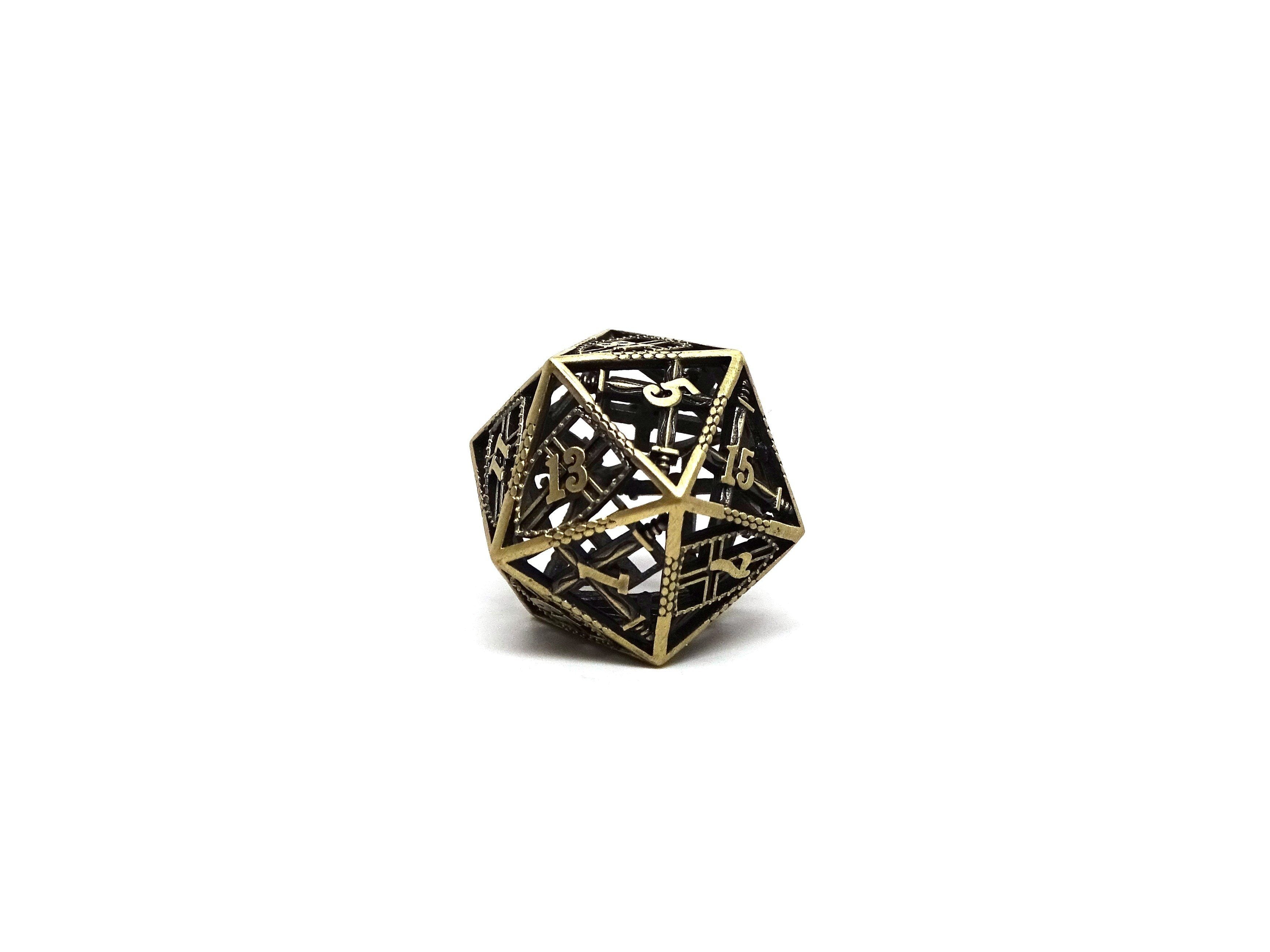 Hollow Dice of Divine Retribution - Legendary Bronze D20 - Bards & Cards