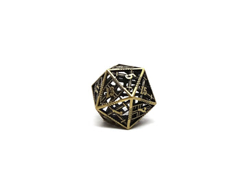 Hollow Dice of Divine Retribution - Legendary Bronze D20 - Bards & Cards