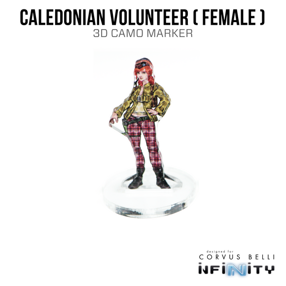 Infinity 3D Markers: Caledonian Volunteer, Female (25mm Camo) - Bards & Cards
