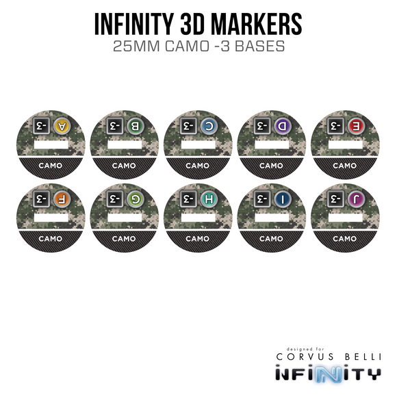 Infinity 3D Markers: Dao Ying (25mm Camo -3) - Bards & Cards