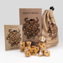 Kraken Dice Caramel Latte 14pc Matte Dice Set Inked in Brown - Bards & Cards