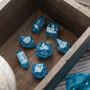 Christmas Blue Snowflake Handmade Resin DND Dice Set - Bards & Cards