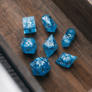 Christmas Blue Snowflake Handmade Resin DND Dice Set - Bards & Cards