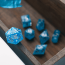 Christmas Blue Snowflake Handmade Resin DND Dice Set - Bards & Cards