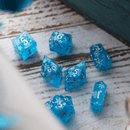 Christmas Blue Snowflake Handmade Resin DND Dice Set - Bards & Cards