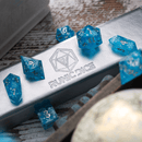 Christmas Blue Snowflake Handmade Resin DND Dice Set - Bards & Cards