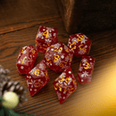 Christmas Red Snowflake Handmade Resin DND Dice Set - Bards & Cards