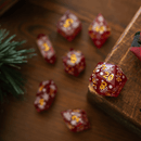 Christmas Red Snowflake Handmade Resin DND Dice Set - Bards & Cards