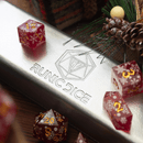 Christmas Red Snowflake Handmade Resin DND Dice Set - Bards & Cards