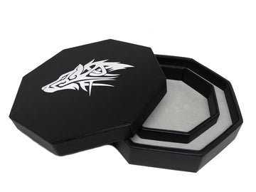 Wolf Dice Tray With Dice Staging Area and Lid - Bards & Cards