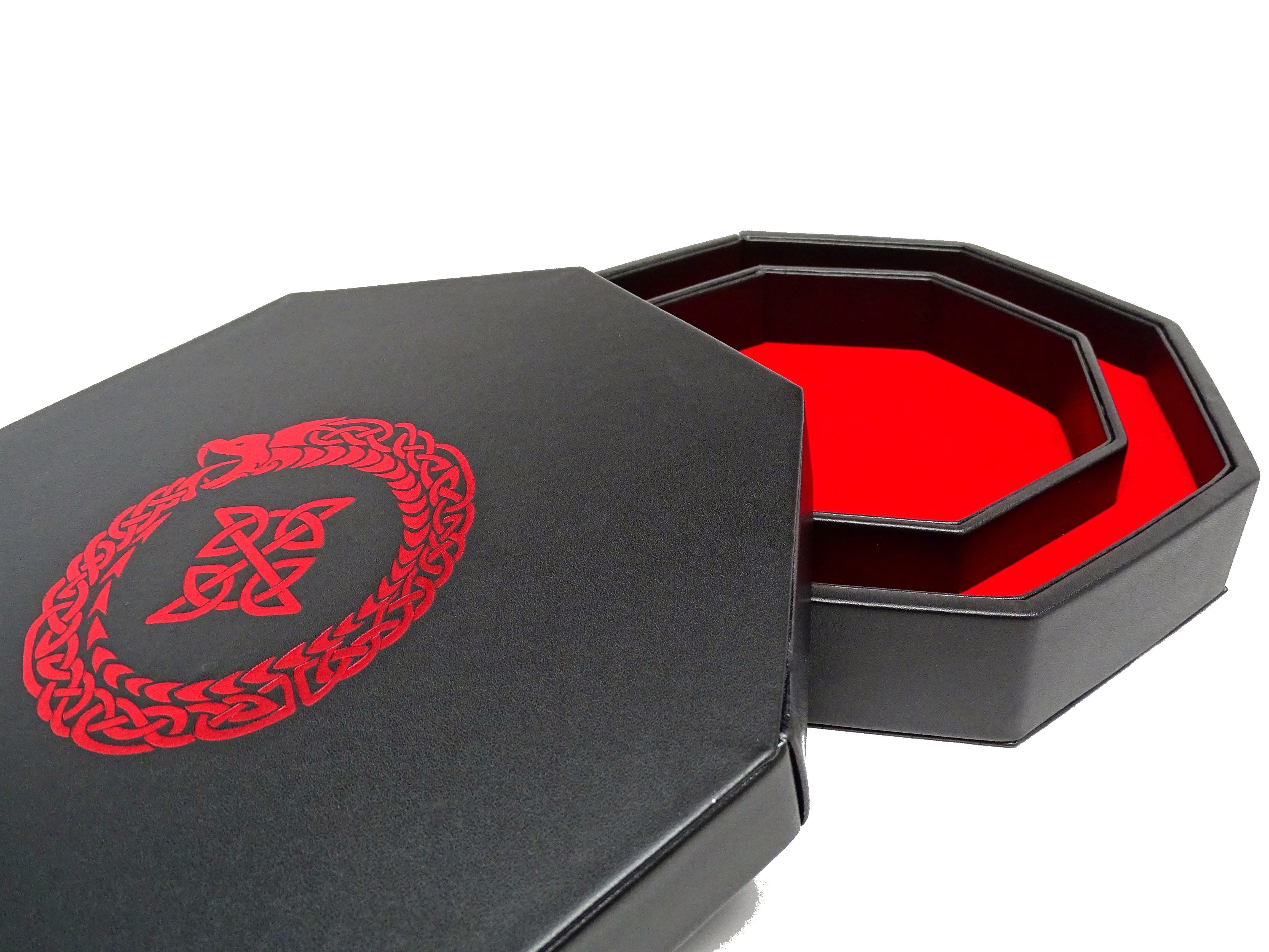 Ouroboros Dice Tray With Dice Staging Area and Lid - Bards & Cards