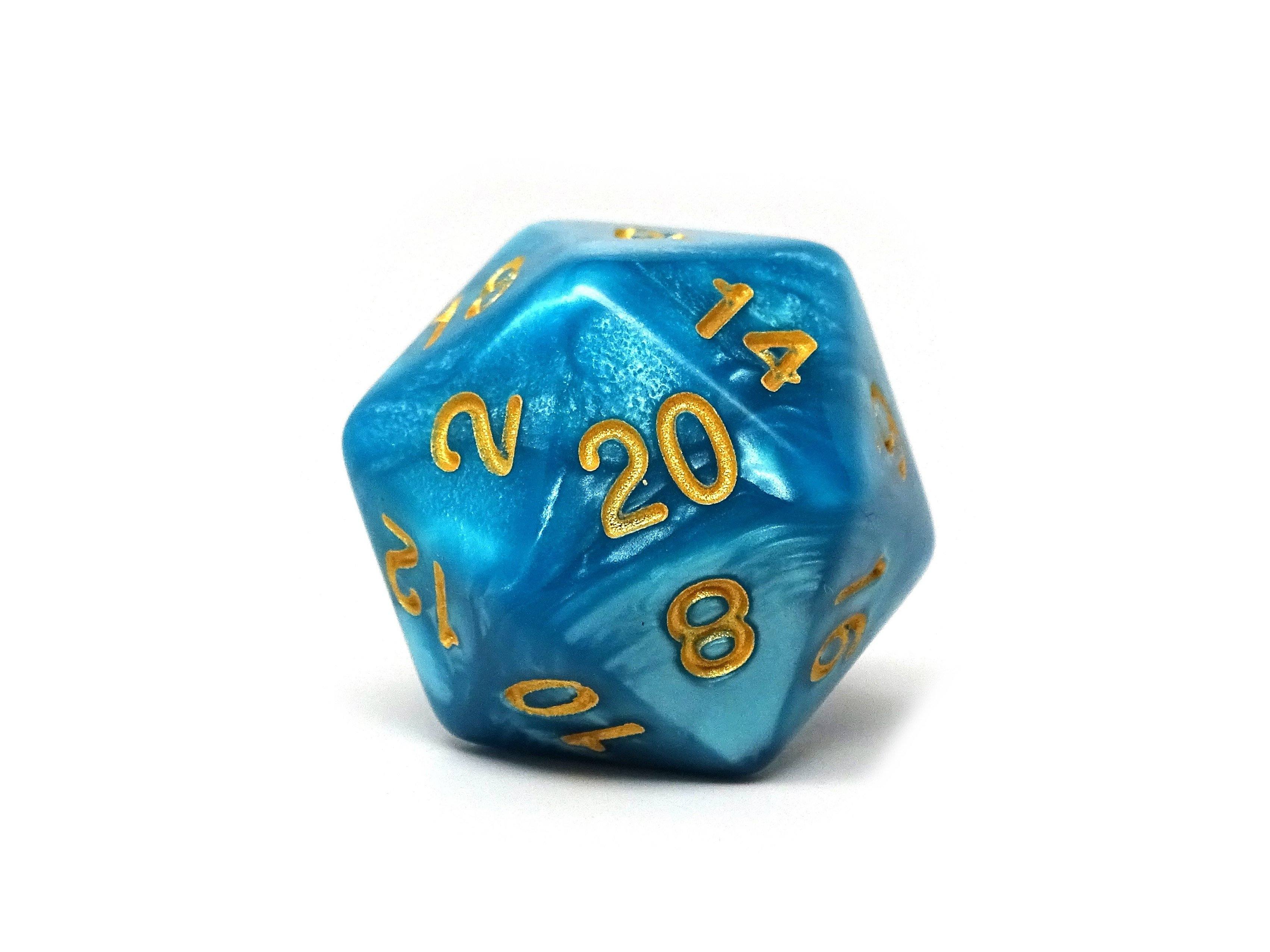 Cyan Marble Dice Collection - 7 Piece Set - Bards & Cards