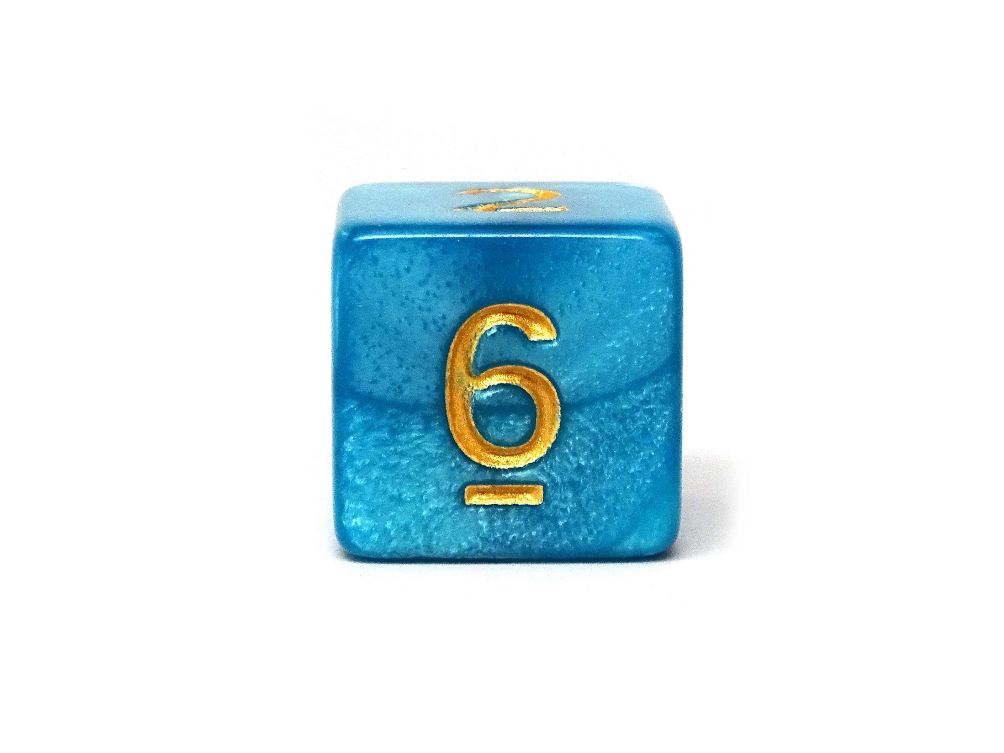 Cyan Marble Dice Collection - 7 Piece Set - Bards & Cards