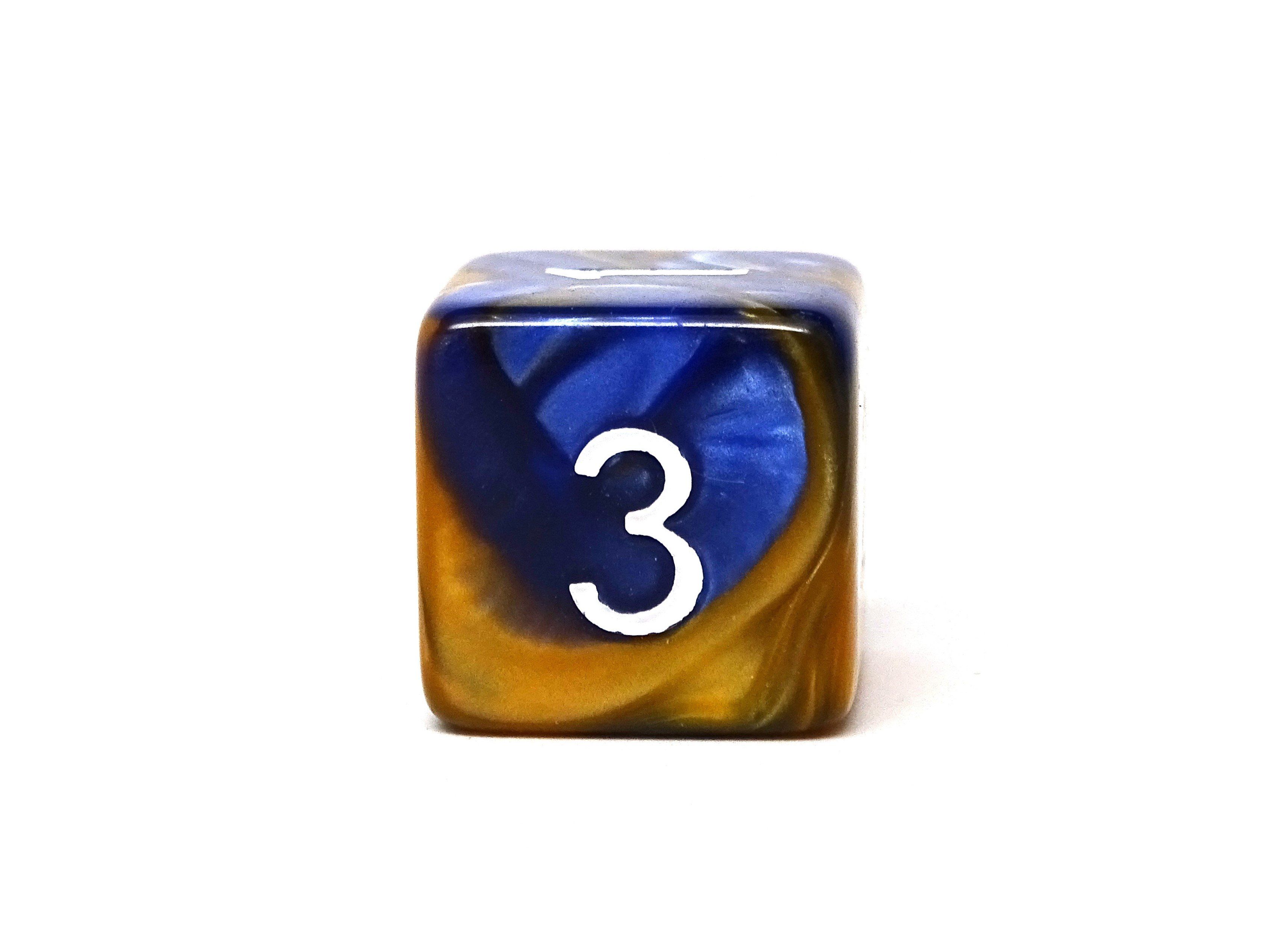 Blue and Amber Granite Dice Collection - 7 Piece Set - Bards & Cards