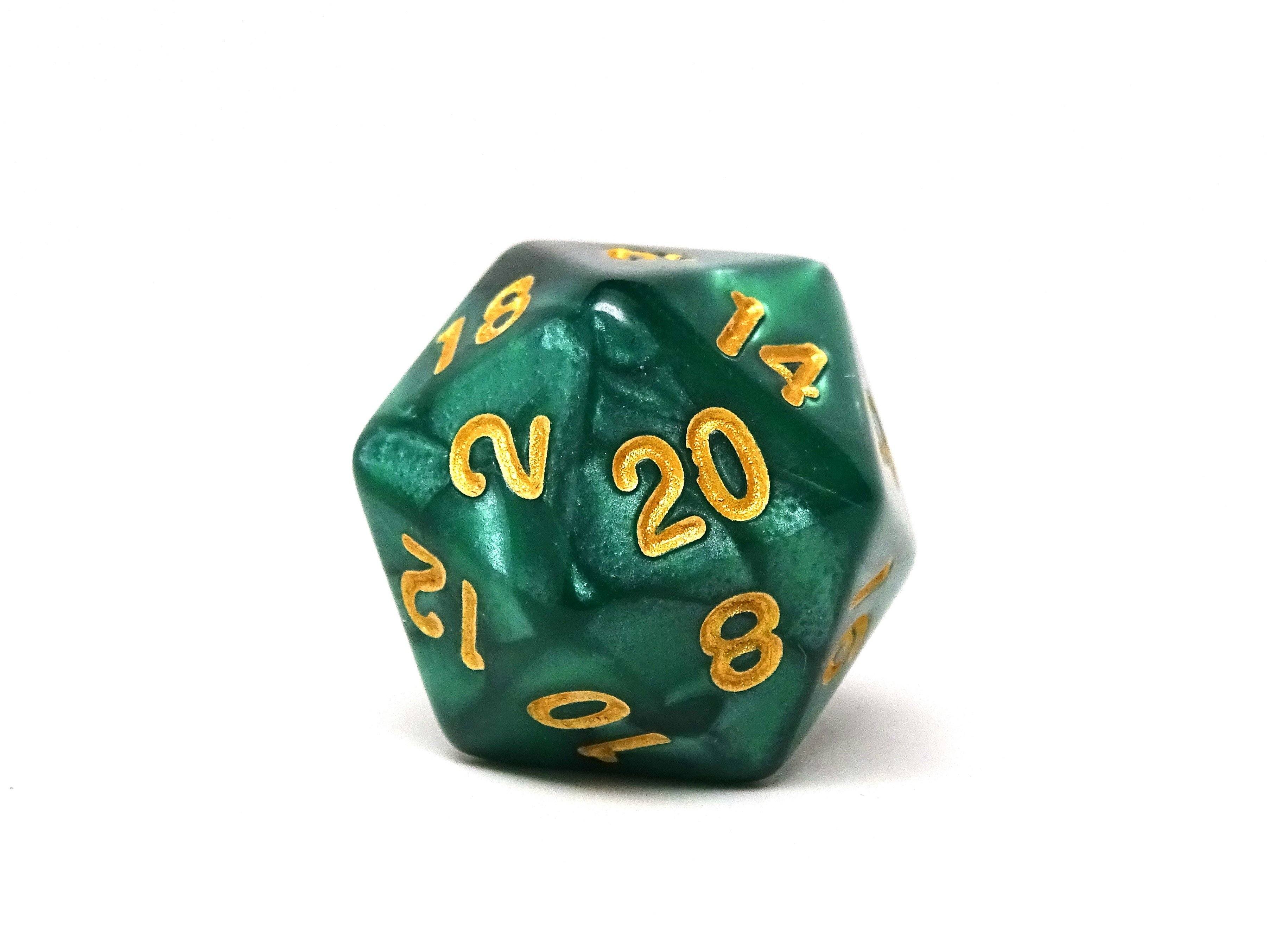 Emerald Marble Dice Collection - 7 Piece Set - Bards & Cards