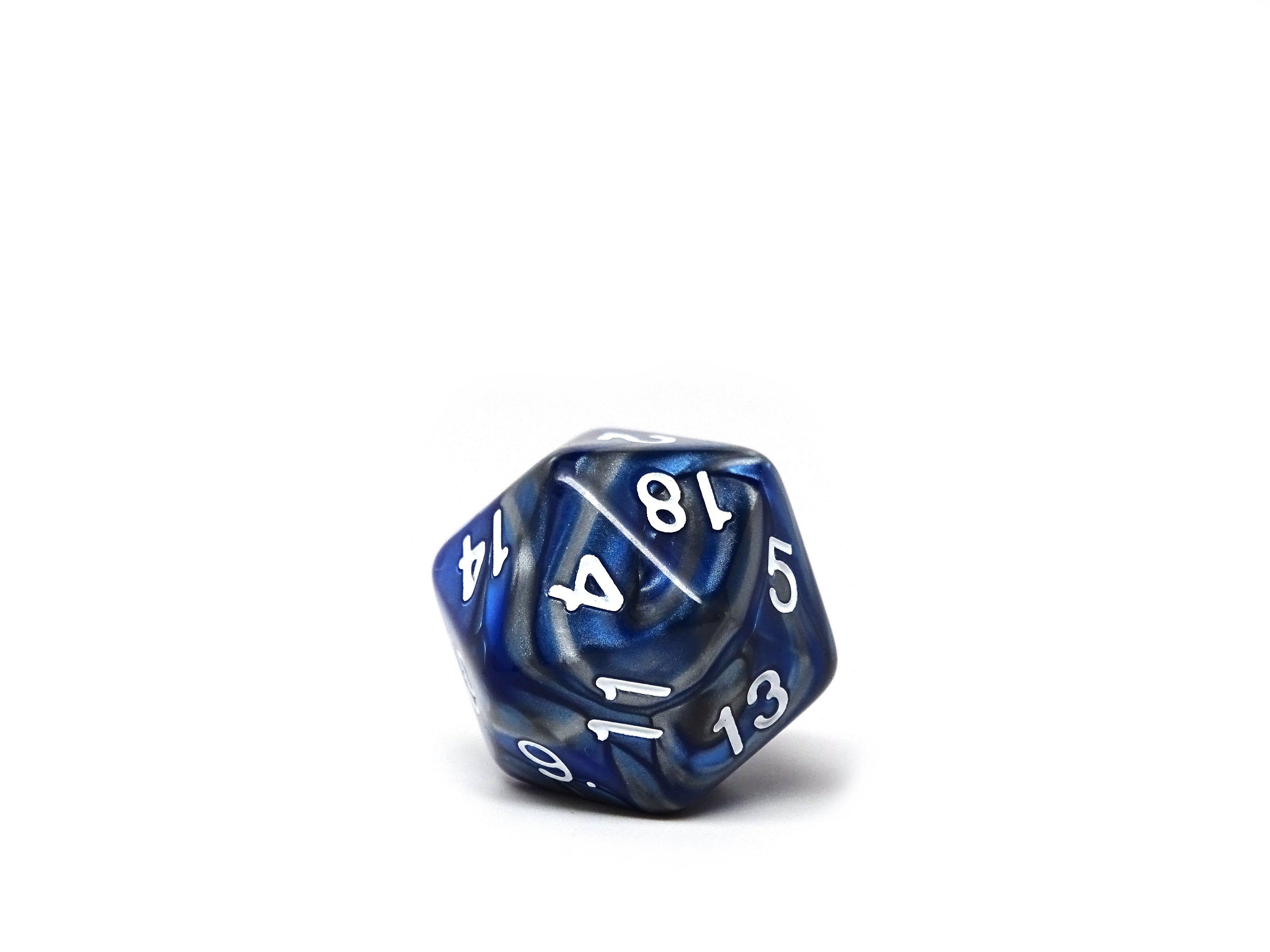 Blue and Silver Granite Dice Collection - 7 Piece Set - Bards & Cards