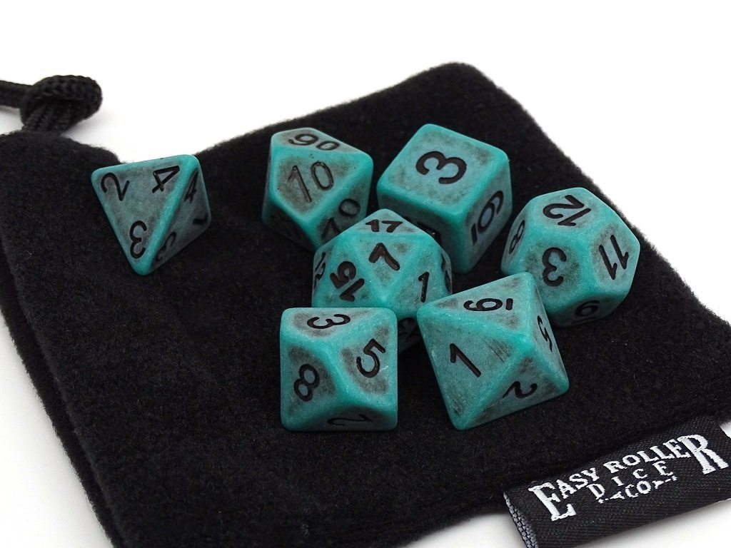 Ancient Moss Dice Collection - 7 Piece Set - Bards & Cards