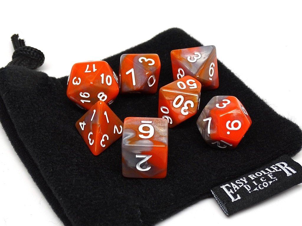 Autumn Swirl - 7 Piece Dice Collection - Bards & Cards