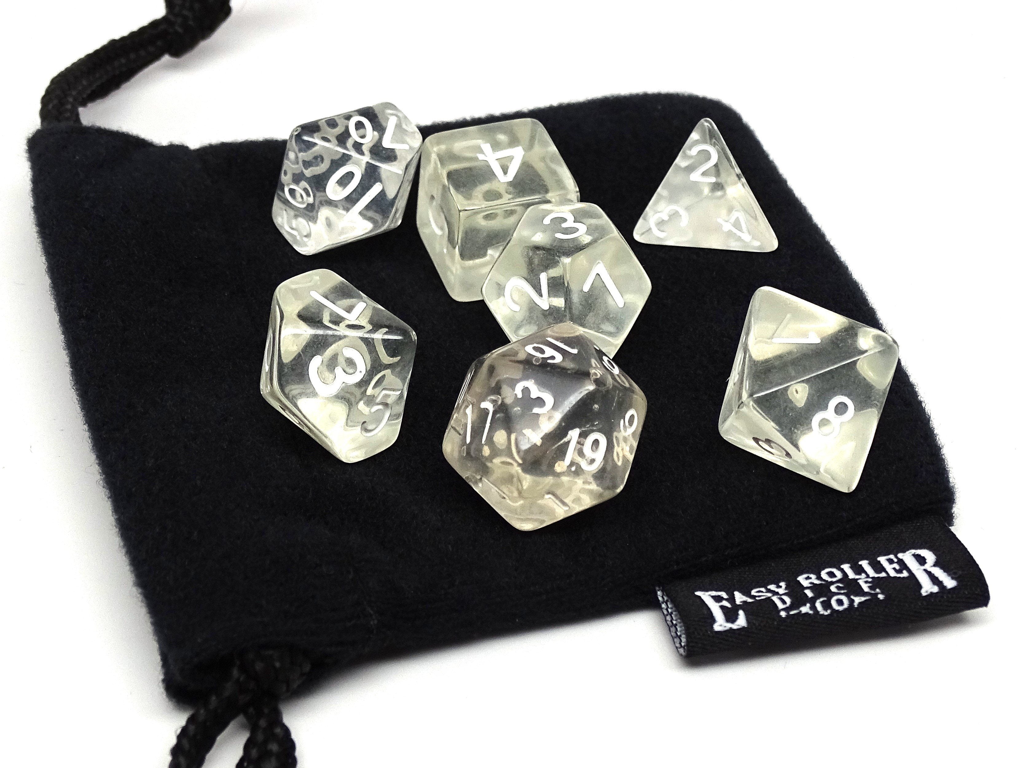 Clear Translucent Dice - 7 Piece Set - Bards & Cards