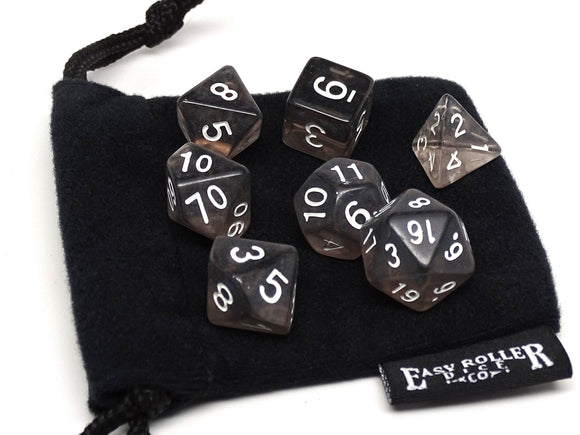 Dark Translucent Dice - 7 Piece Set - Bards & Cards