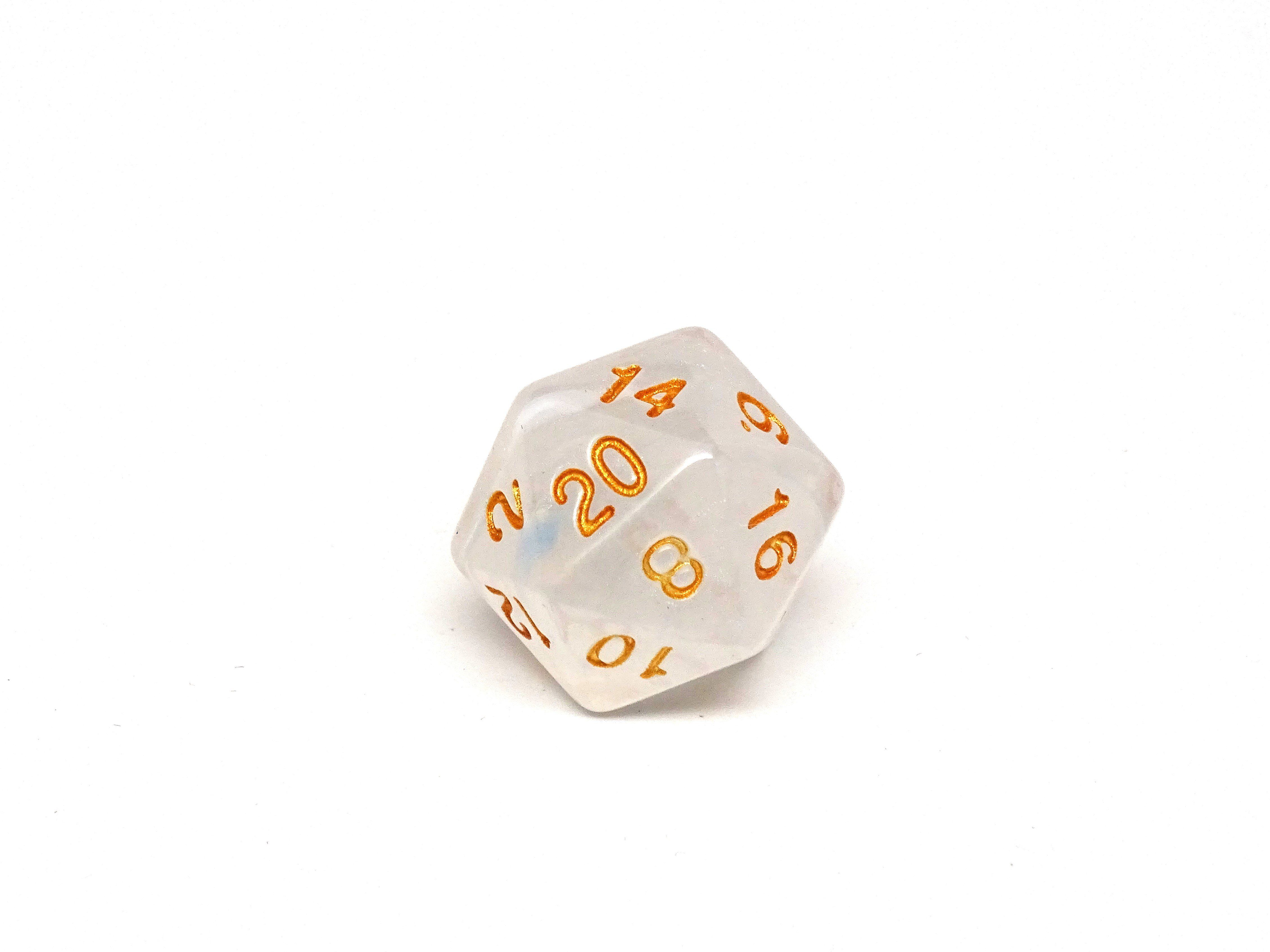 Translucent Ivory Dice - 7 Piece Set With Bag - Bards & Cards