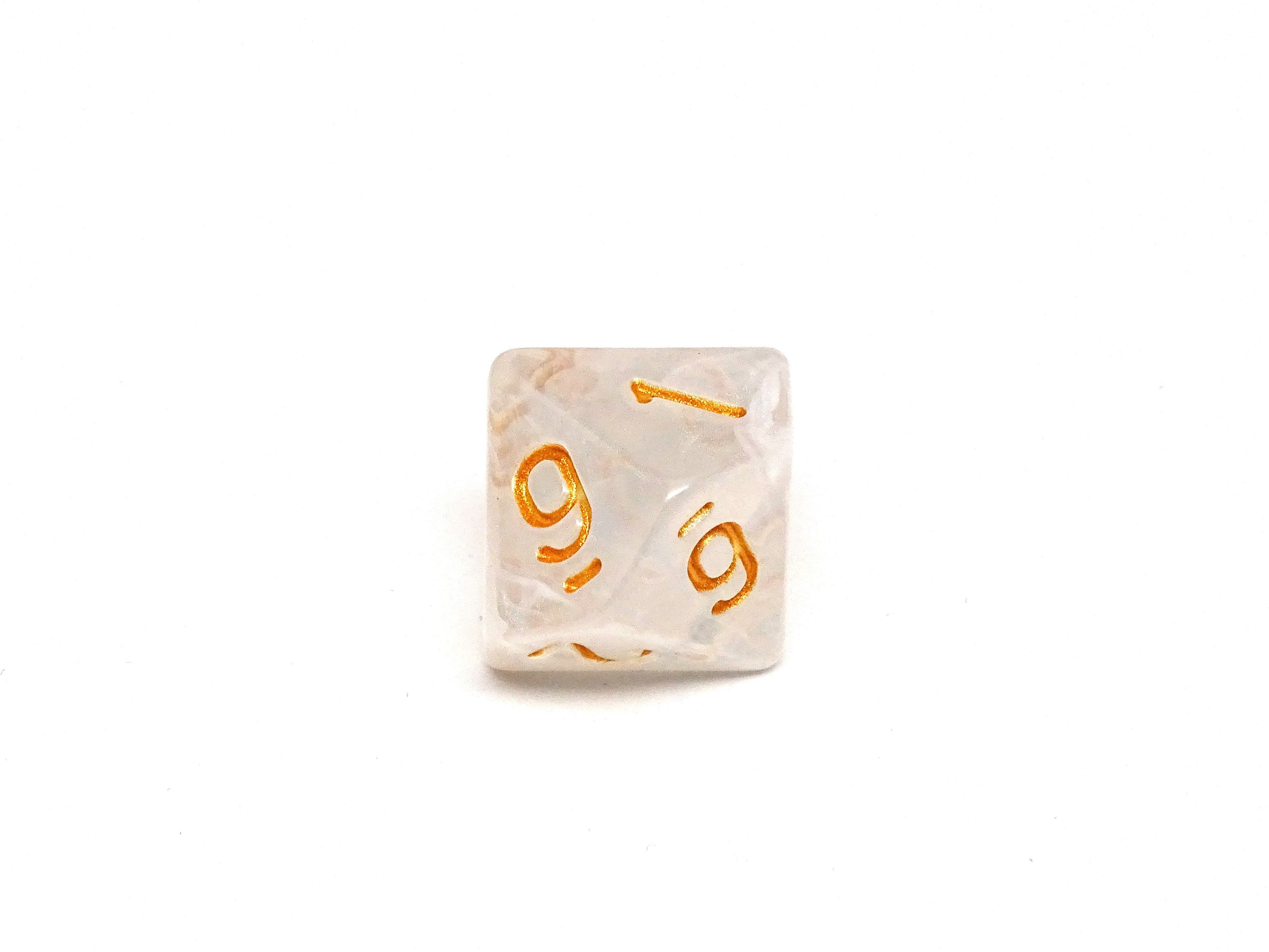 Translucent Ivory Dice - 7 Piece Set With Bag - Bards & Cards