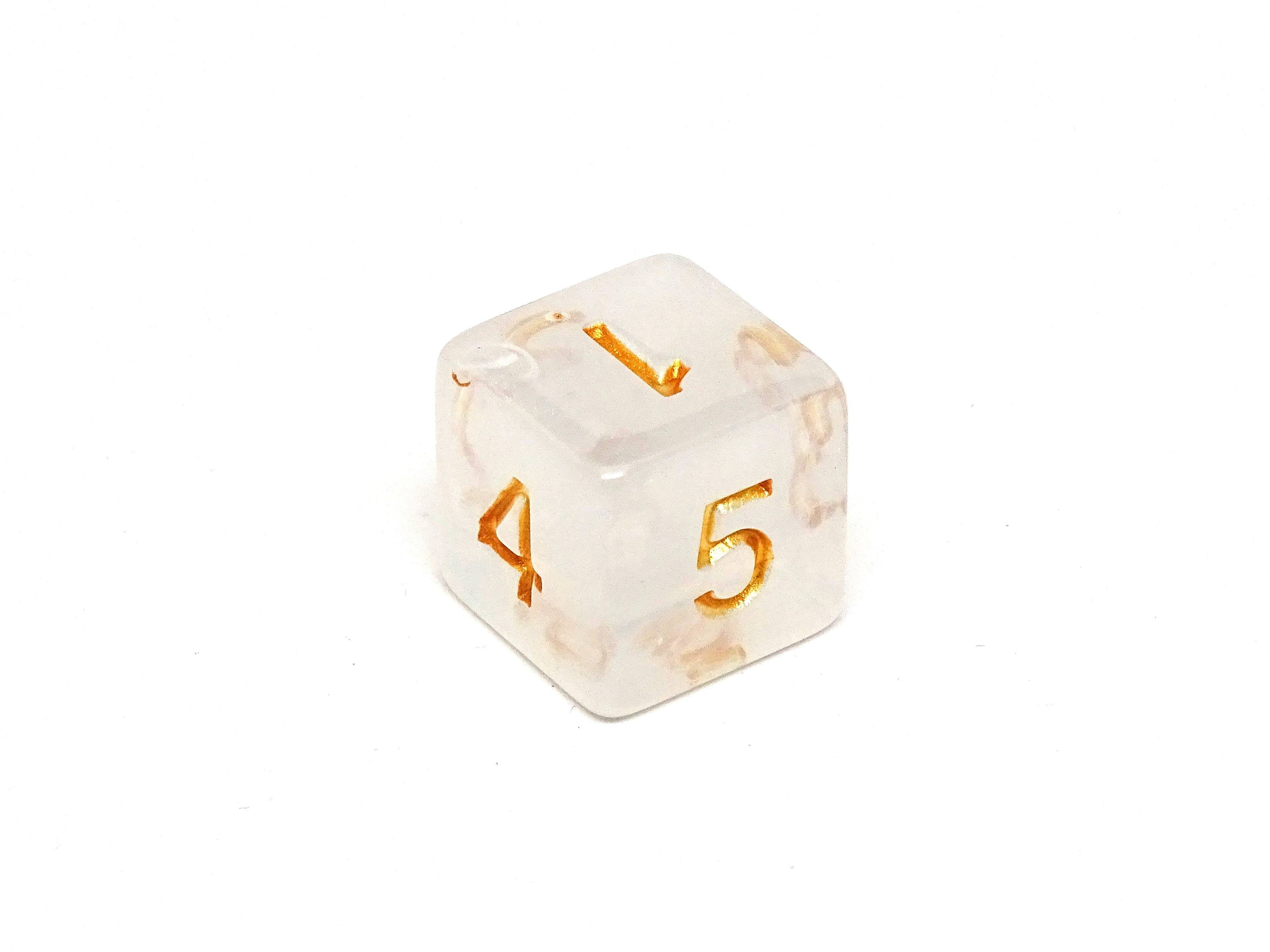 Translucent Ivory Dice - 7 Piece Set With Bag - Bards & Cards