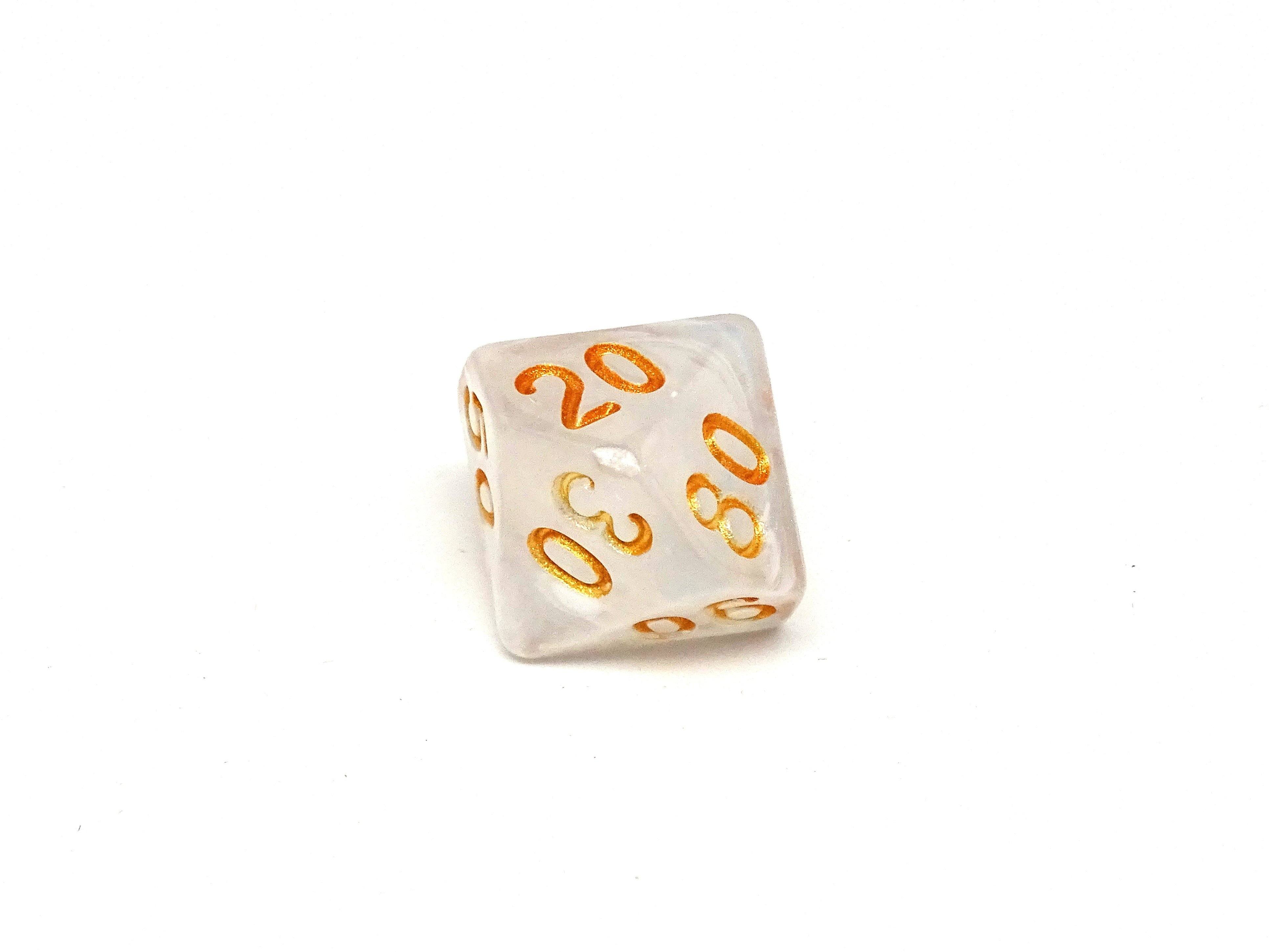 Translucent Ivory Dice - 7 Piece Set With Bag - Bards & Cards