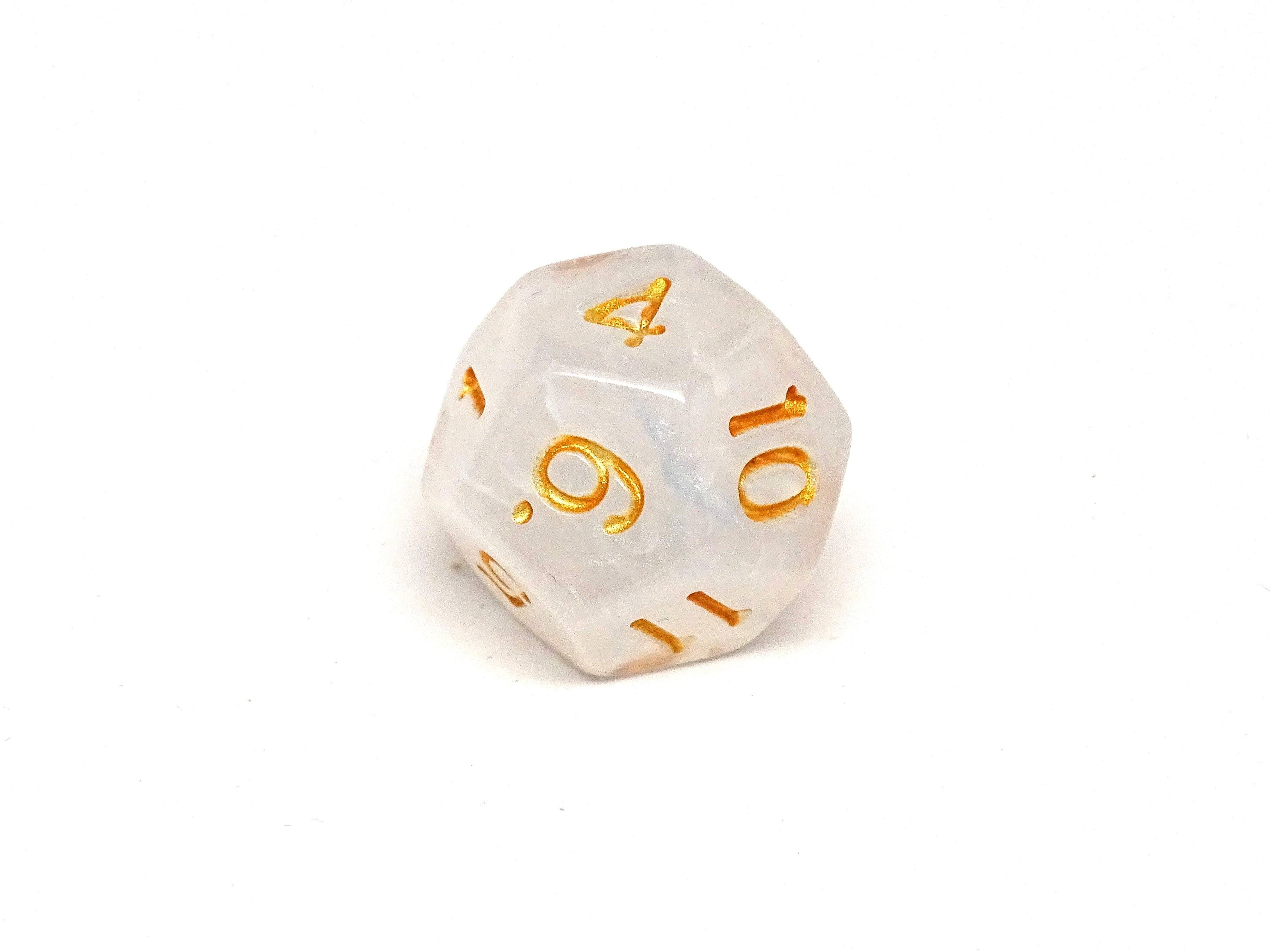 Translucent Ivory Dice - 7 Piece Set With Bag - Bards & Cards