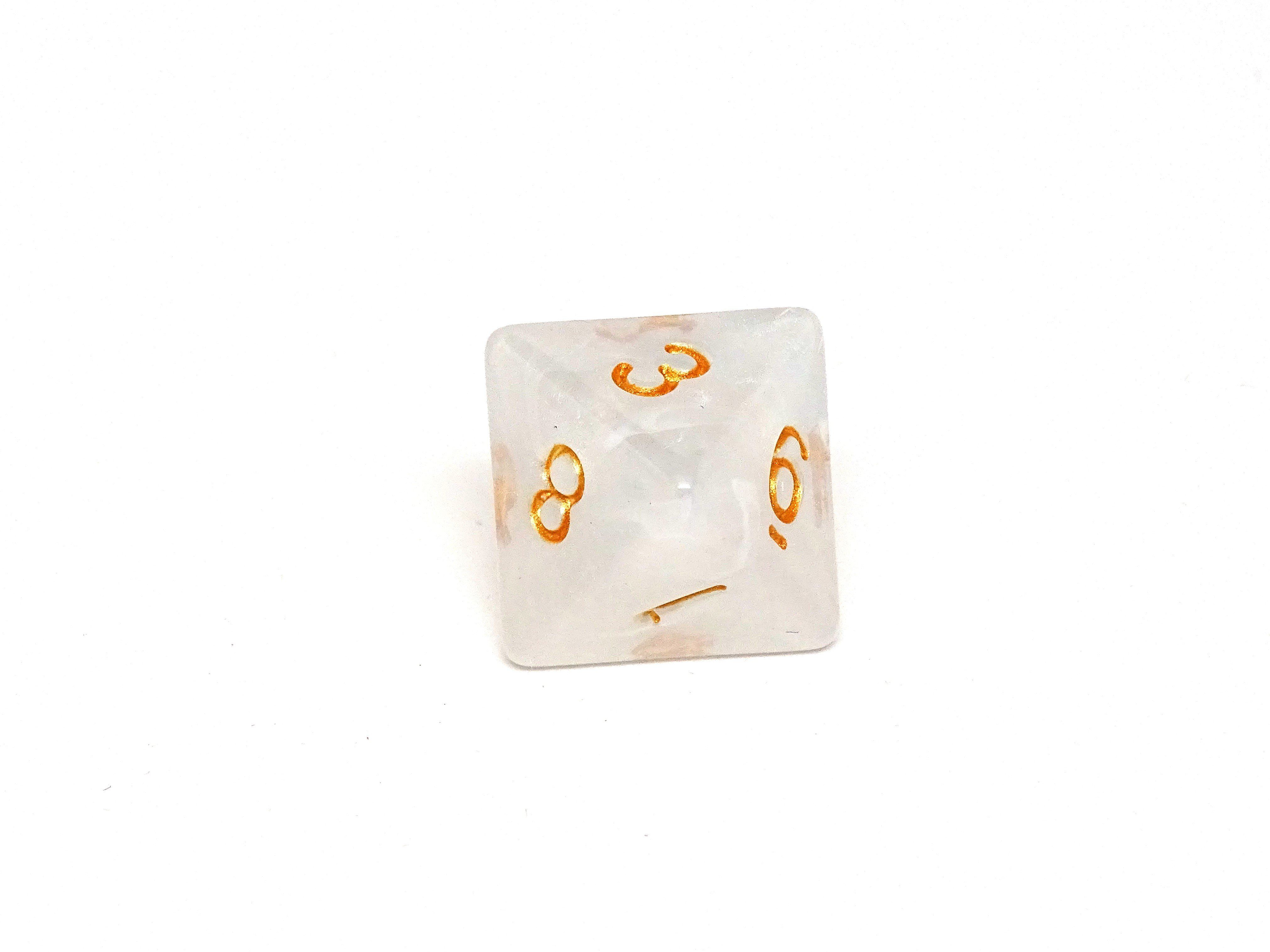 Translucent Ivory Dice - 7 Piece Set With Bag - Bards & Cards