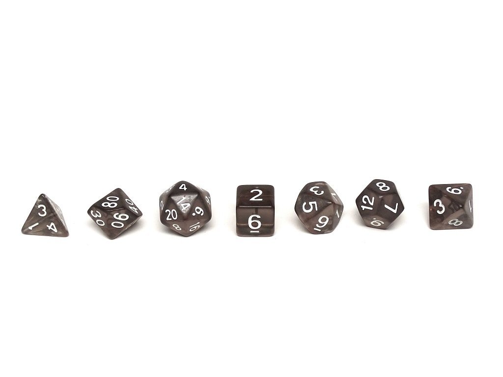 Dark Translucent Dice - 7 Piece Set - Bards & Cards