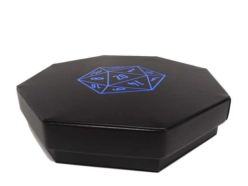 D20 Design Dice Tray With Dice Staging Area and Lid - Bards & Cards