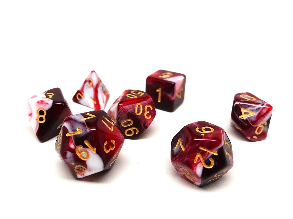 Black Cherry Swirl Dice Collection - 7 Piece Set - Bards & Cards