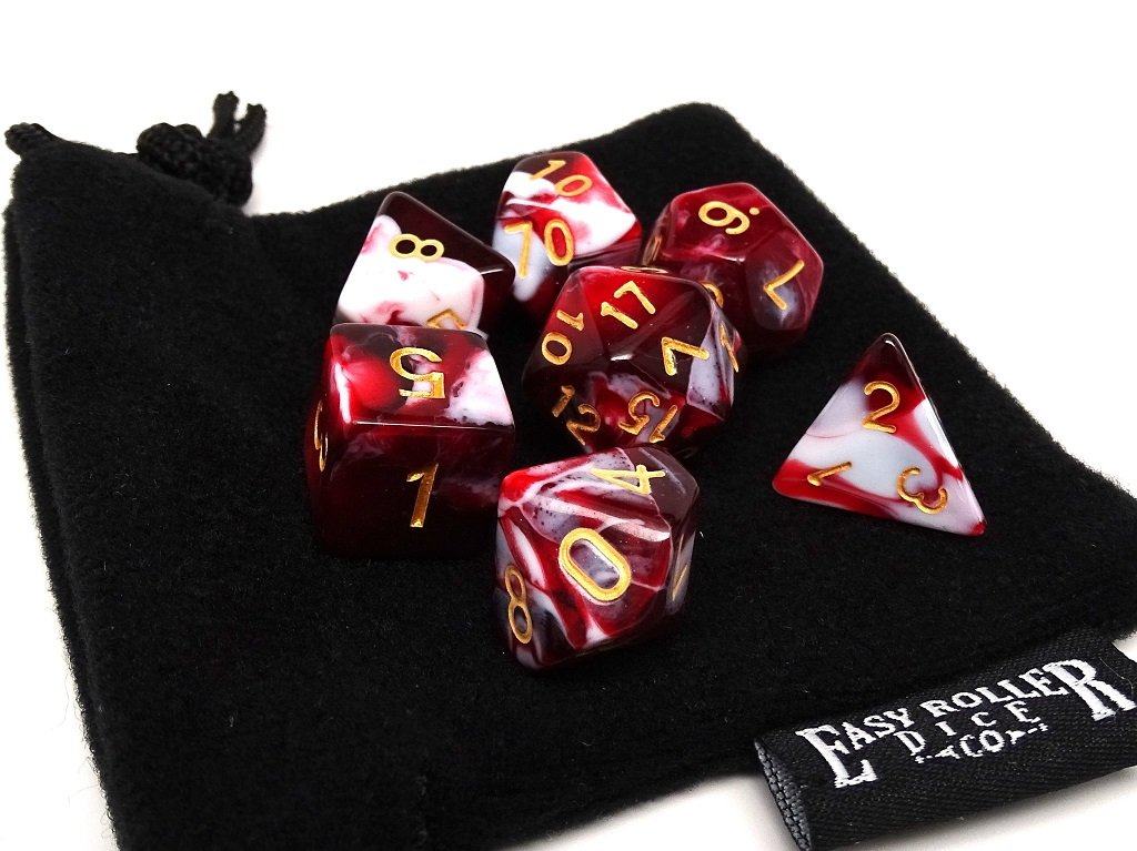 Black Cherry Swirl Dice Collection - 7 Piece Set - Bards & Cards