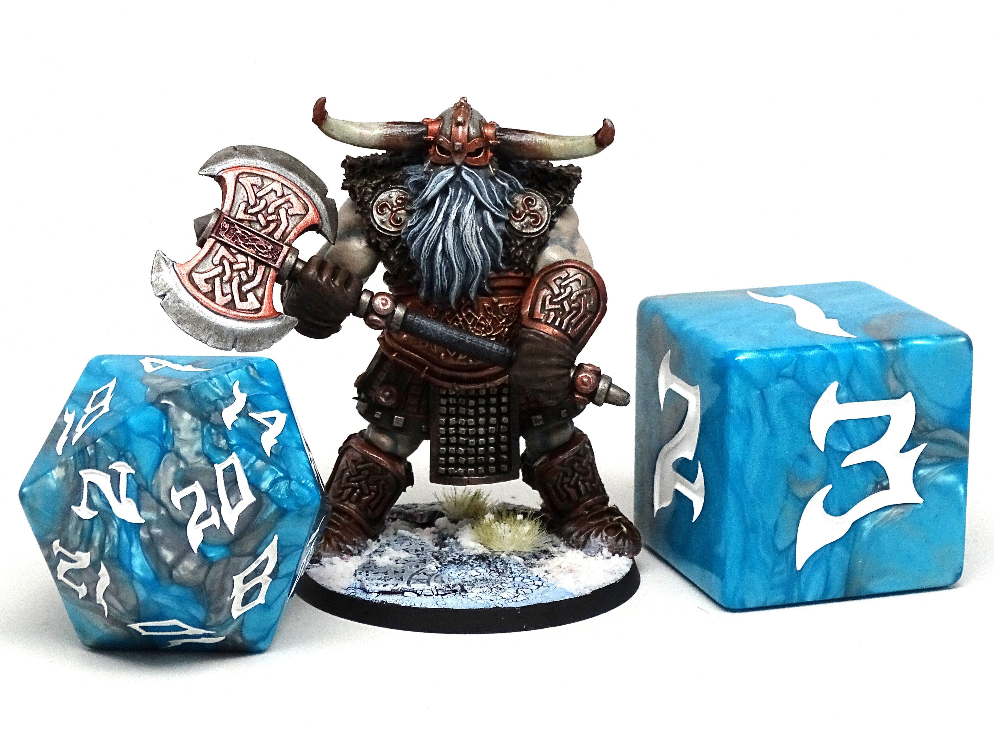 48mm Dice of the Giants - Frost Giant D20 - Bards & Cards