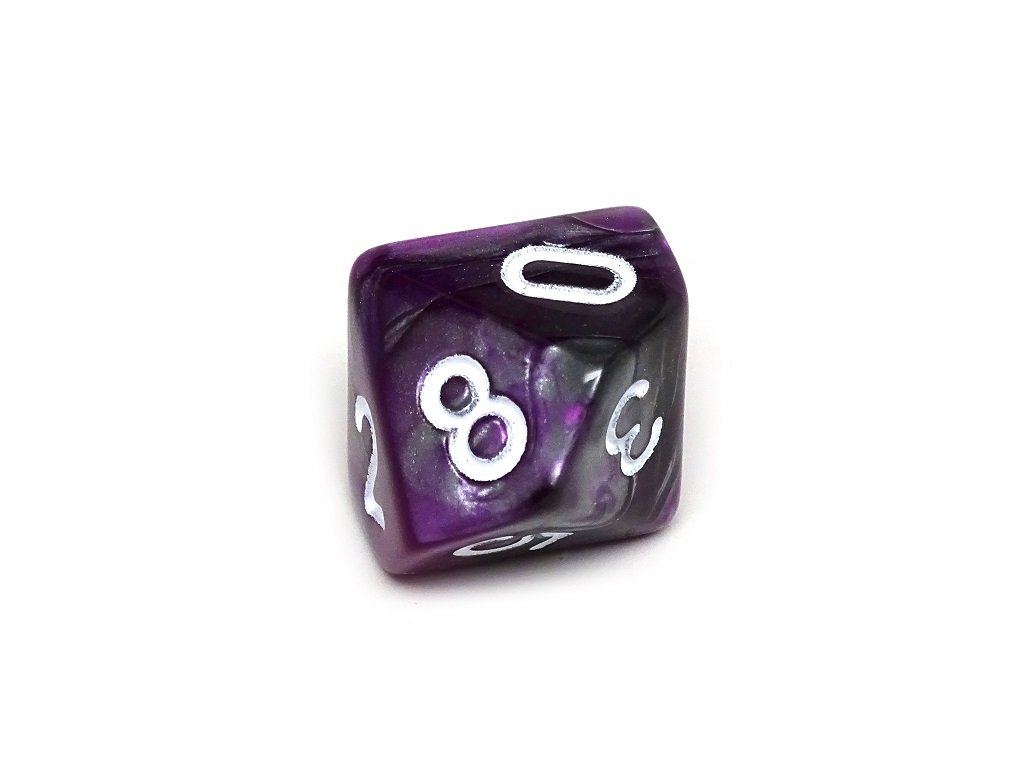 D10 Pack - Ten Count Pack of Purple and Grey Granite 10 Sided Dice - Bards & Cards