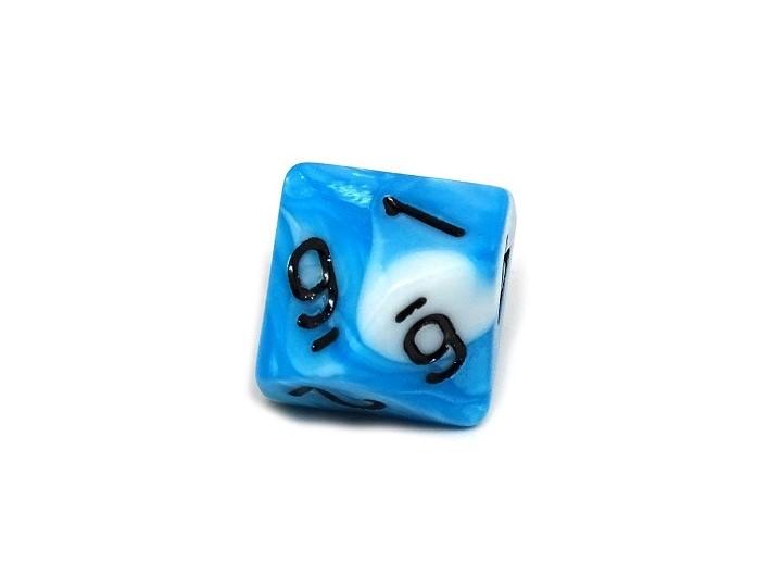 D10 Pack - Ten Count Pack of Cyan and White Swirl 10 Sided Dice - Bards & Cards