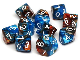 D10 Pack - Ten Count Pack of Cobalt and Copper Granite 10 Sided Dice - Bards & Cards
