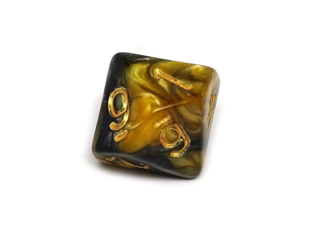 D10 Pack - Ten Count Pack of Yellow and Black Granite 10 Sided Dice - Bards & Cards