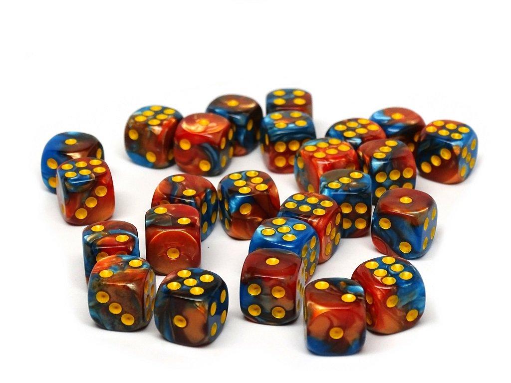 12mm D6 Dice - Cobalt and Copper Swirl - 25 Count Bag - Bards & Cards