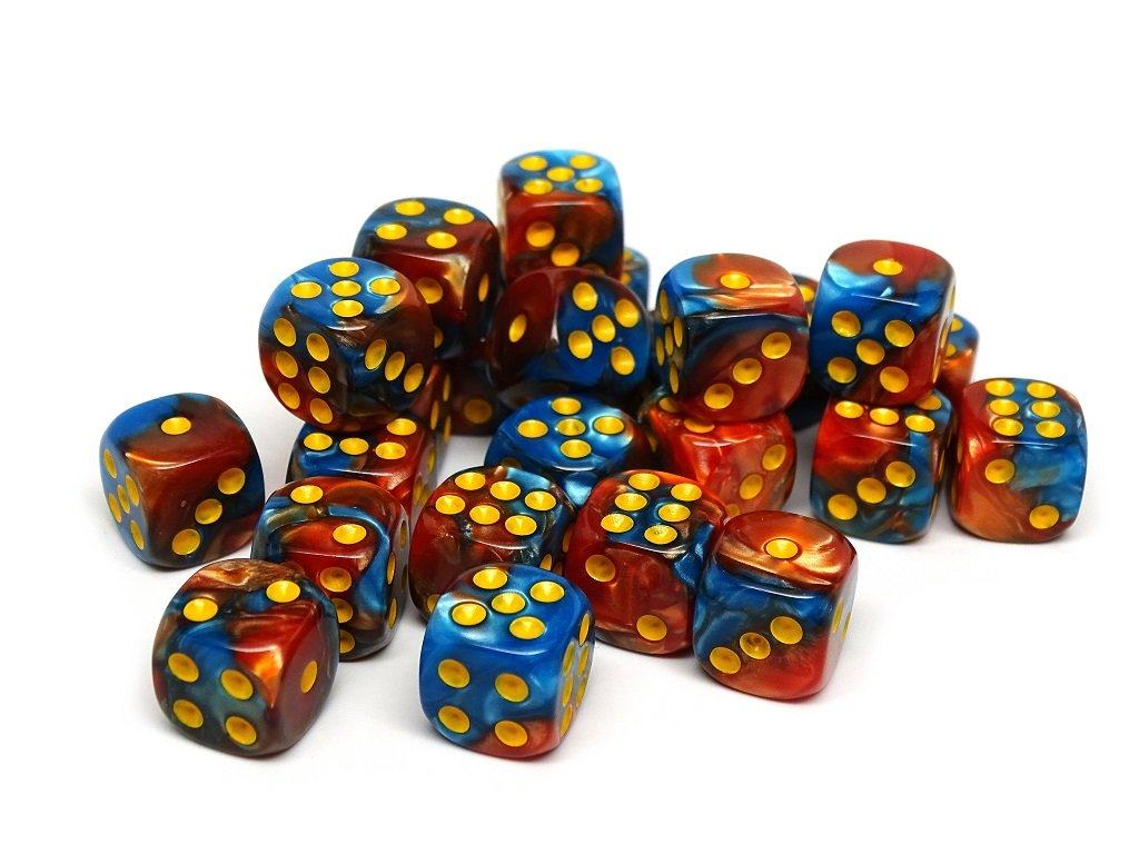 12mm D6 Dice - Cobalt and Copper Swirl - 25 Count Bag - Bards & Cards