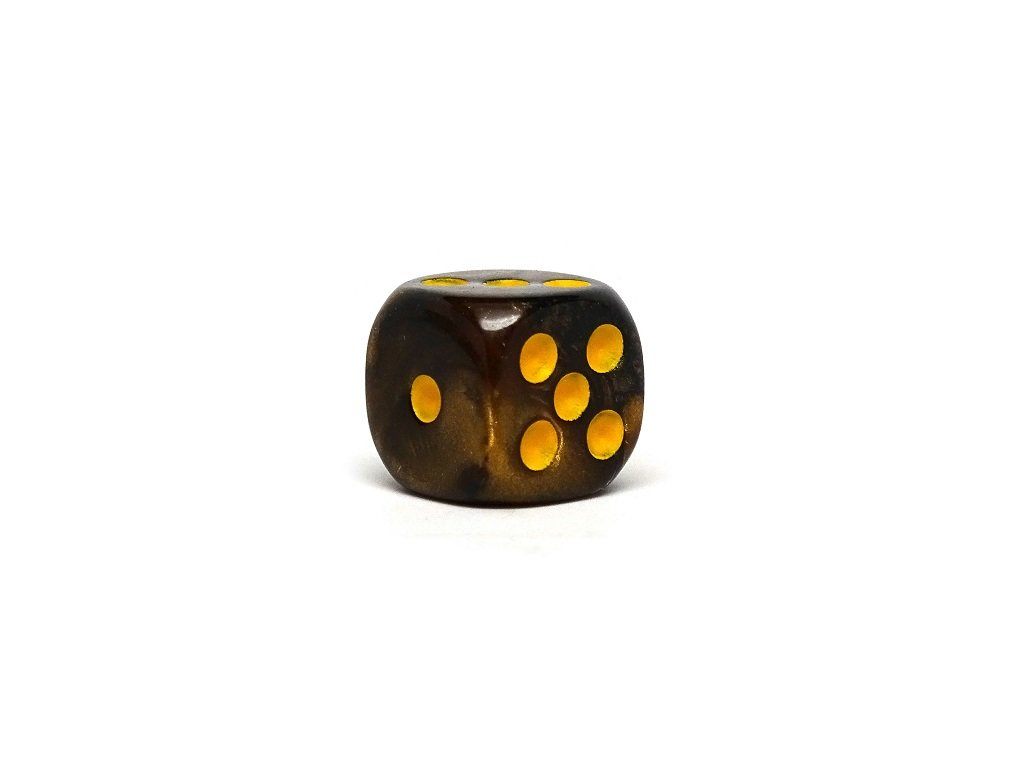 12mm D6 Dice - Yellow and Black Granite - 25 Count Bag - Bards & Cards