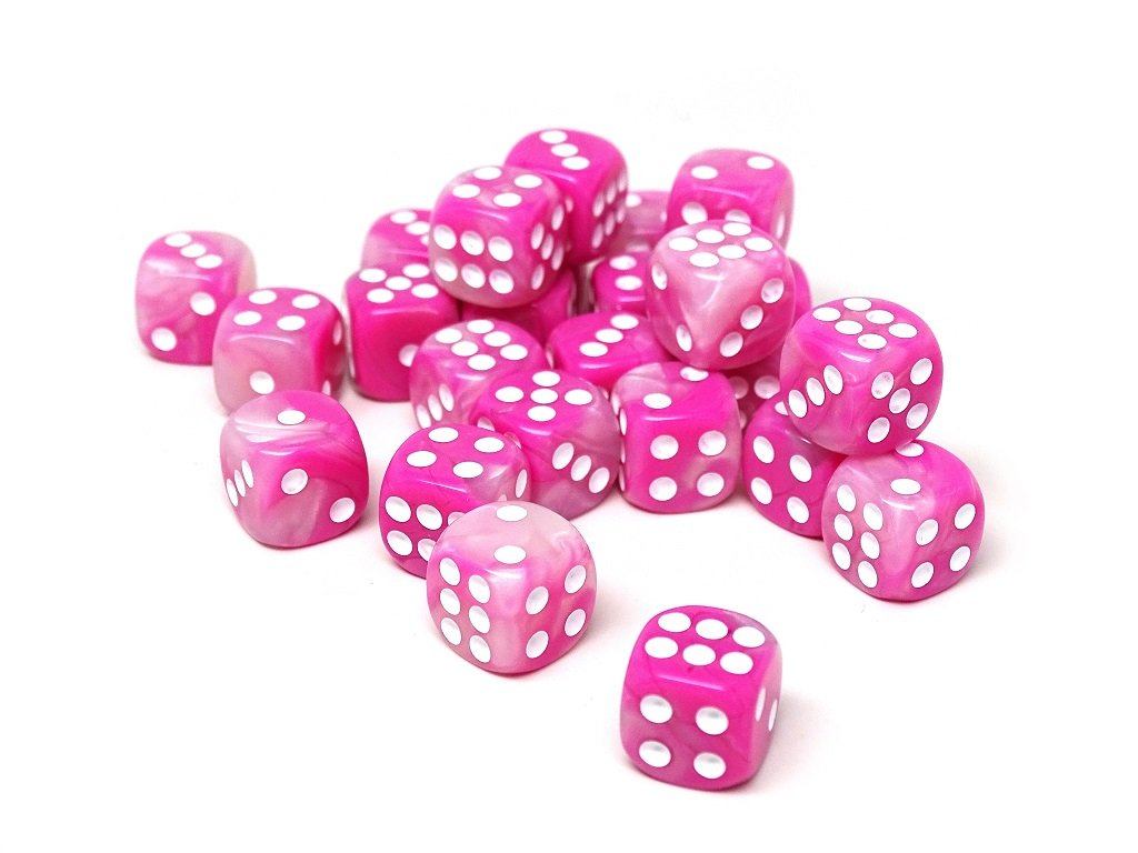 12mm D6 Dice - Pink Opal - 25 Count Bag - Bards & Cards