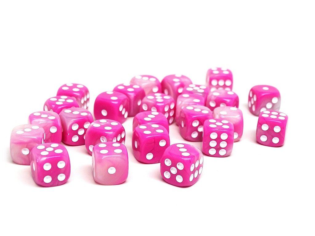 12mm D6 Dice - Pink Opal - 25 Count Bag - Bards & Cards