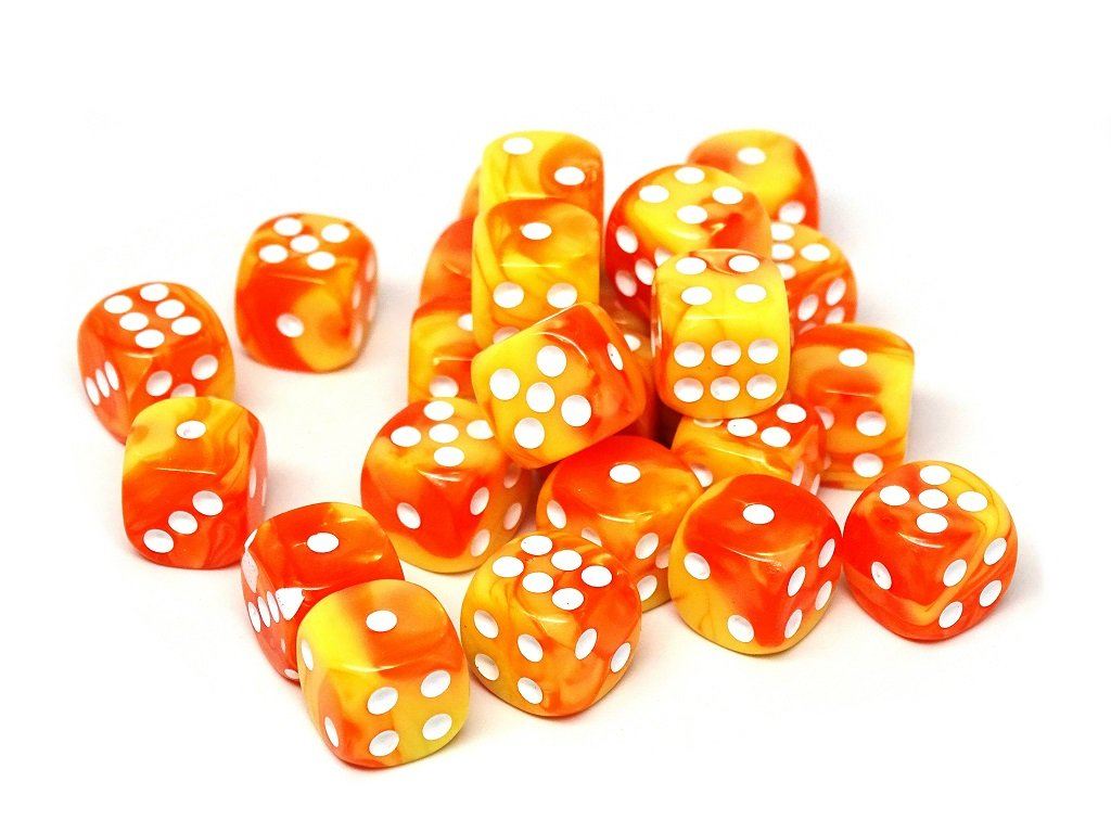 12mm D6 Dice - Blazing Sun - 25 Count Bag - Bards & Cards