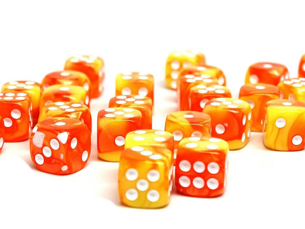 12mm D6 Dice - Blazing Sun - 25 Count Bag - Bards & Cards