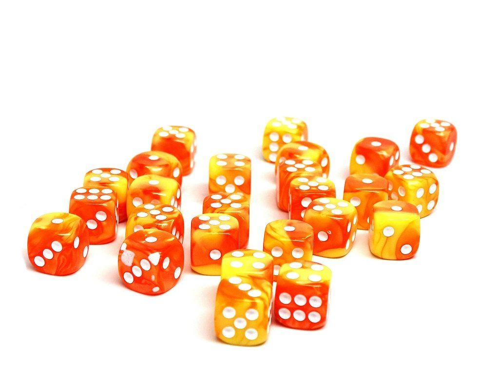 12mm D6 Dice - Blazing Sun - 25 Count Bag - Bards & Cards