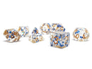 Translucent Starburst with Gold Numbering Dice Collection - 7 Piece Set - Bards & Cards