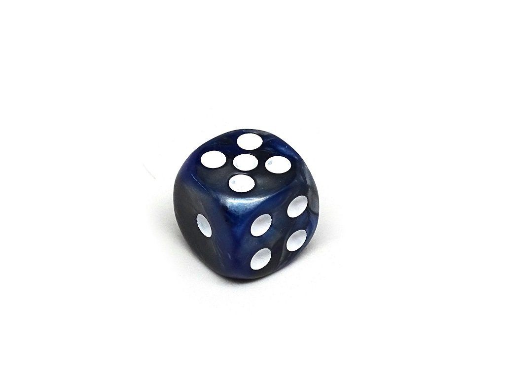 12mm D6 Dice - Blue and Silver Granite - 25 Count Bag - Bards & Cards